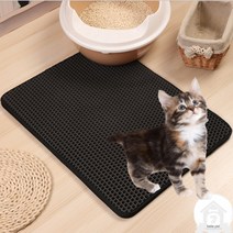 벨르펫고양이 모래 매트 화장실 사막화 방지 모래 벌집 발판, 매트블랙