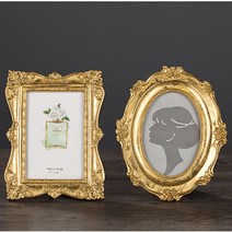 [크리스탈] 엔틱 사각 타원 사진 액자 4X6 인테리어 장식 소품 골드 결혼 개업 집들이 납골당 선물, 사각(골드)