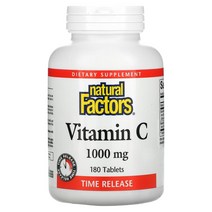 Natural Factors 비타민C 아스코르브산 1000mg 180정, 1개