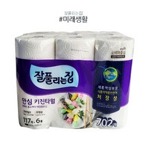 [자바라쇼핑] 잘풀리는집 키친타월 6롤/ 흡수력 좋은 주방 휴지 _ kig0337*20230221EA, 쿠팡 키친타월 117매X6롤