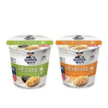 퀘이커 컵 오트밀 50g x 12-믹스/ 구운김 오트밀 6개+구운 누룽지 오트밀 6개