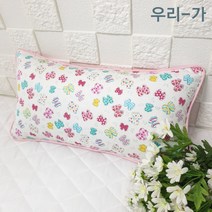 우리가 순면100% 리본삥 푹신한 수제 유아 편백 메밀 목베개 베개커버20x40(커버만)