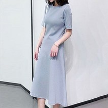 밑단 A라인 플레어 반팔 롱원피스 무지 오피스룩 롱 정장 플라워 스퀘어넥 여성 원피스 셔츠 미니