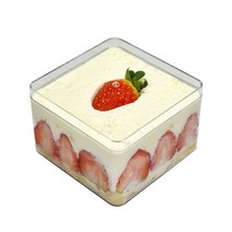 투명 정사각 티라미수 보틀케이크 용기 플라스틱