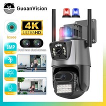야생동물CCTV 농막 듀얼 렌즈 자동 추적 방수 보안 비디오 감시 경찰 조명 경보 야외 와이파이 PTZ 8MP 4K IP 스크린, 1.4MP NO SD Card - EU 플러그
