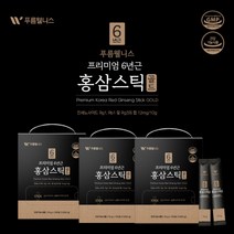 프리미엄 6년근 간편 홍삼 진세노사이드 스틱 피로 개선 체력 충전 하루 활력 면역력 증진 혈액 흐름 도움 진액 증강제, 3BOX(300포), 3개