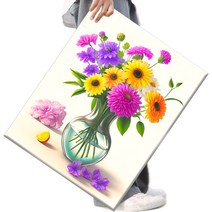 FASEN 액자 보석십자수 캔버스형 DIY 키트 40 x 50 cm, 1세트, FAN111.꽃병 속의 꽃