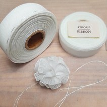 리보너 요술리본 당기면 꽃이 되는 포장용 공예용 포인트 완성리본 1롤 45m, 화이트, 베이직, 30mm