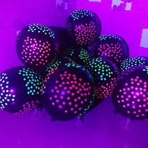 12 인치 UV 네온 글로우 형광 풍선 장식 10 개 생일 축하 파티 어둠 속에서 빛나는 Blacklight 반응성 용품, [01] 12 인치, [06] Black Small Dot