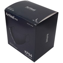 에어힐보건용마스크(KF94)(중형 대형)(흰색 검정색) 50개입, 블랙 대형 50매