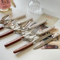 아노바 레트로 빈티지 홈카페 감성 커트러리 디너 스푼 포크 나이프 디저트포크 티스푼, 디너나이프, 아이보리