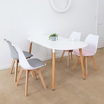 스텔라 화이트 사각 우드 테이블 식탁세트 2/4/6인용 (식탁의자 포함), 01. 2인용 스텔라 800 (WH사각화이트), 01. 의자 2개 (DD 투톤 핑크2개)