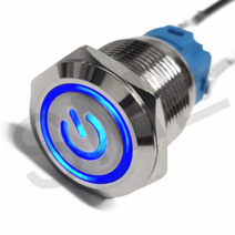 SM19BF-11EP-B 푸쉬 락타입 19파이 블루 LED 메탈 방수 스위치 IP65(비인증), LOCK