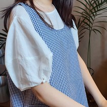 방가지똥 앞치마 여름용 통원피스 네이비체크 리플지지미 앞치마