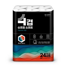 한예지 4겹 슈프림소프트 화장지 22m 24롤 1팩 휴지, 단품