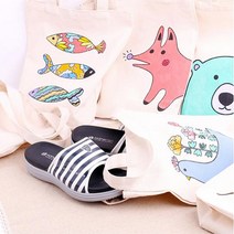 미리사몰B DIY 민화 에코백 만들기 세트 천 가방 무지 도안 친환경 재료 미술 그리기 색칠 꾸미기 자랑 어린이 초등 학교 돌봄 방과후 수업 준비물, 민화 신발주머니:무지, 1개