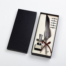 엔틱 깃털펜 캘리그라피 데코펜 만년필 펜촉 잉크, 4-깃펜-올리브