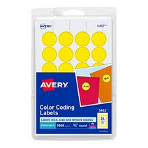 Avery Print/Write Self-Adhesive Removable Labels 0.75 Inch Diameter Yellow 1 008 per Pack (5462)