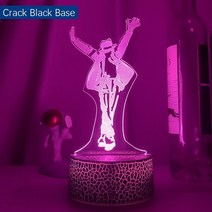 michael jackson dancing figure led night 라이트 3d, crack 블랙 base, 7 리모콘 없음