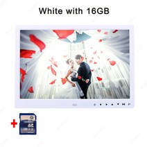 디지털액자 13 인치 전자 앨범 디지털 프레임 LED 스크린 이미지 그림 음악 비디오와 좋은 선물, [02] 미국 플매트 카펫 러그, [07] White with 16GB