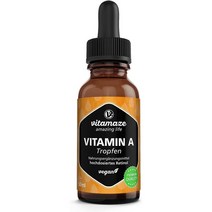 독일직구 비타민A 데일리 복용량 5000IU 50ml(1700방울) 레티놀 액체 & 비건 첨가제 미포함 네이쳐식 서플먼트 고생물 이용률 독일제, 수량, 상세참조