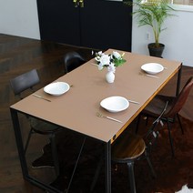 케이홈 방수 양면 가죽 식탁보 테이블보, 브라운/실버, 80x140cm