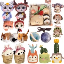 하루클래스 DIY 니들펠트 양모펠트 키트 웰시코기, F 화분 펠트, F09.쑥쑥!-고양이 선인장