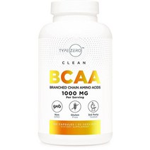 Type Zero BCAA 1000mg 180캡슐 (90회분) 분지쇄 아미노산 (L- 류신 500mg L-이소류신 및 L-발린 1000mg), 한개옵션0