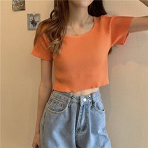 반팔 여자 여름 얇은 트렌디 블랙 날씬해 보이는 디자인감 티셔츠 슬림하고 매운 여자 블라우스