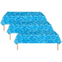 물결 테이블보 방수 파티 식탁보 6인용 275 x 140 cm 여름 바다 환경 구성 파티용품, 3개