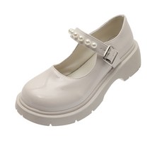 프렌치 빈티지 윙팁 비즈 통굽 메리제인 단화