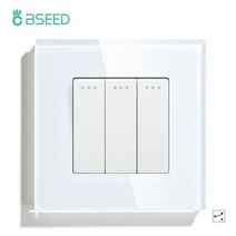 BSEED 벽 스위치 단추 1/2/3 갱 1/2 방법 수정 같은 유리제위원회 기계적인 빛 EU 표준 백색 까만 황금, 12 White 3Gang 2Way_01 EU 표준