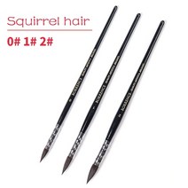 민화붓 스펀지 붓 서예 세필 아크릴 바림 진다리 전문 고품질 수채화 브러시 다람쥐 나일론 헤어 브러시 펜 라운드 포인트 핸드 페인팅 아트 용품, 블랙 0 1 2