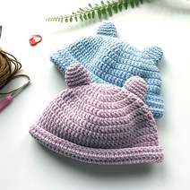 아기곰 신생아 뜨개 모자 DIY 키트 패키지, 758오렌지