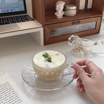 [웨더글라스] 프렌치 빈티지 컵앤소서 150ml 찻잔 디저트 아포가토잔 유리 레트로컵 감성컵