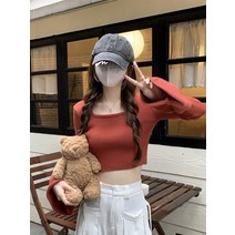 나팔소매니트 가을겨울 간지나는 스타일리쉬 디자인감각 부츠컷 스퀘어넥 이너니트 이너티셔츠 이너웨어 숏 상의 4988068460