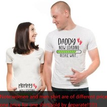 엄마 아빠 로딩 T 셔츠 재미 있은 커플 임신 발표 빅 사이즈 출산 Tshirt 가족 옷 1 피스