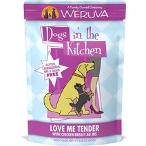 Weruva Dogs in the Kitchen Love Me Tender with 닭 가슴살 Au Jus 그레인 프리 강아지 사료 파우치 2.8온스 12강아지입