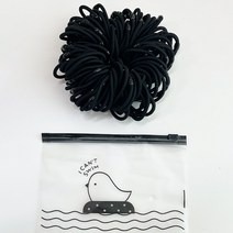 미다미 100P 검정 기본 대용량 머리끈 고무줄+ 보관지퍼팩