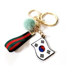킴언니 핸드메이드 민트그린색 털폼폼 삼줄G 태극기 열쇠고리 자동차키링 키홀더 남친 여친 외국인친구선물 한국관광기념품 에어팟 버즈케이스 키링 백팩 에코백 꾸미기