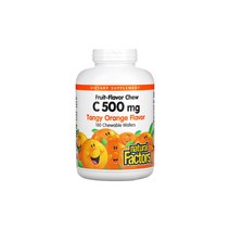 네추럴팩터스 씹어먹는 비타민C 오렌지맛 500mg 180개 아스코르브산 아스코르빈산