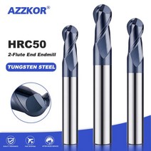 AZZKOR 상단 밀링 커터 기계 엔드밀 합금 코팅 텅스텐강 공구 CNC 가공 Hrc50 볼 노즈, [02] R0.75x50L