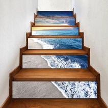 자연 경관 계단 시트지 스티커 이동식 방수 3D 홈 인테리어 아트 장식, 18x100cmx13pcs, LT6-37
