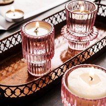 웨딩포 핑크 유리 캔들 홀더 3 타입 Nordic Pink Glass Candlestick, C 타입