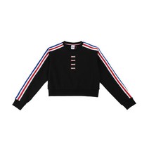 숄더 삼색 테이핑 맨투맨 티셔츠 블랙 LMATS611FBK