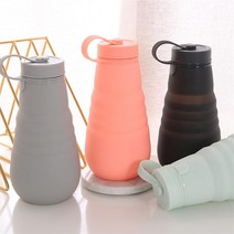 HNW 대용량 실리콘 접이식 물병 고온 저항 야외 스포츠 병 여행 휴대용 컵, 1개, 500ML + 03