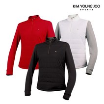 [가을겨울용]김영주스포츠 여성 하이넥 반집업 패딩 기모 골프 티셔츠 WT8051
