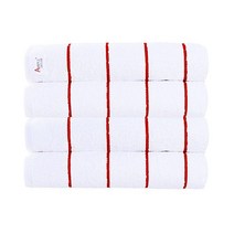 Ample Décor 100% 면 비치 타월 4개 세트 대형 흡수성 카바나 스트라이프 경량 성인용 빠른 건조 브라운 76.2 x 172.7cm30 68인치 USA 미국, Red