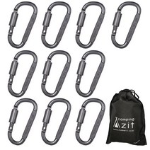 고강도 락 카라비너 10P 세트 + 부직포 주머니 ( D형 두랄루민 메탈 그레이 )