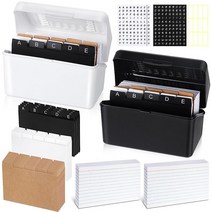 Colarr 인덱스 카드 홀더 2개 7.6 x 12.7cm(3 x 5인치) 보관 상자 유선 인덱스 카드 300장 크래프트 디바이더 40개 플라스틱 칸막이 40개 알파벳 스
